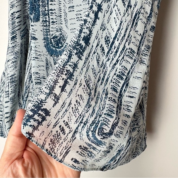 Theory Godet Flutter Sleeve Silk Short Sleeve Blouse - Picture 8 of 8